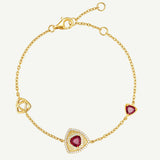 Trinity Textured Silver Bracelet in Created Ruby