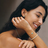 Trinity Textured Silver Bracelet in Created Emerald
