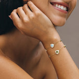 Trinity Textured Silver Bracelet in Created Aquamarine