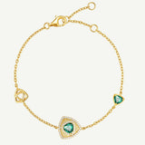 Trinity Textured Silver Bracelet in Created Emerald