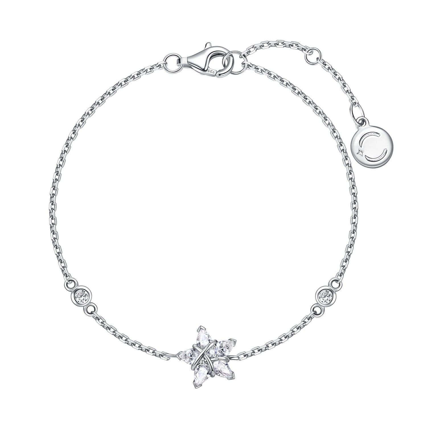 FANCIME "Ms Vega" Funkelnder Stern Alpha Lyrae Sterling Silber Armband