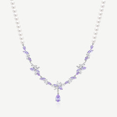 Wisteria Bloom Drop Soft Silver Promise Necklace