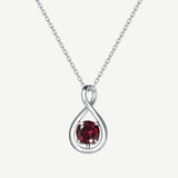 „Unendliche Umarmung“ Januar-Geburtsstein Granat Unendlichkeits-Symbol Anhänger Halskette aus Sterlingsilber - Silber