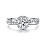 FANCIME Ring aus Sterlingsilber mit rundem Moissanit-Schliff