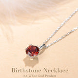FANCIME “Fleurissante” Pendentif en Grenat avec Chaîne en Argent Sterling en Or Blanc Massif 14K