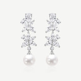 Wisteria Bloom Drop Pearl Silver Earrings