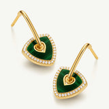Trinity Signature Silver Earrings in Natural Malachite
