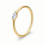 Bague solitaire marquise en diamant cultivé en laboratoire de 0,12 ct en or jaune 14K