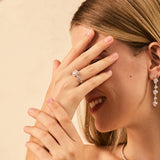 FANCIME Ring aus Sterlingsilber mit rundem Moissanit-Schliff