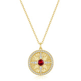 FANCIME "Lumen Star" Ruby July Birthstone Sterling Silver Necklace