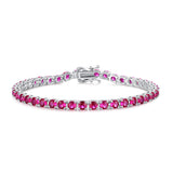 "Royal Red" Rubin-Geburtsstein-Tennisarmband aus Sterlingsilber für Juli 