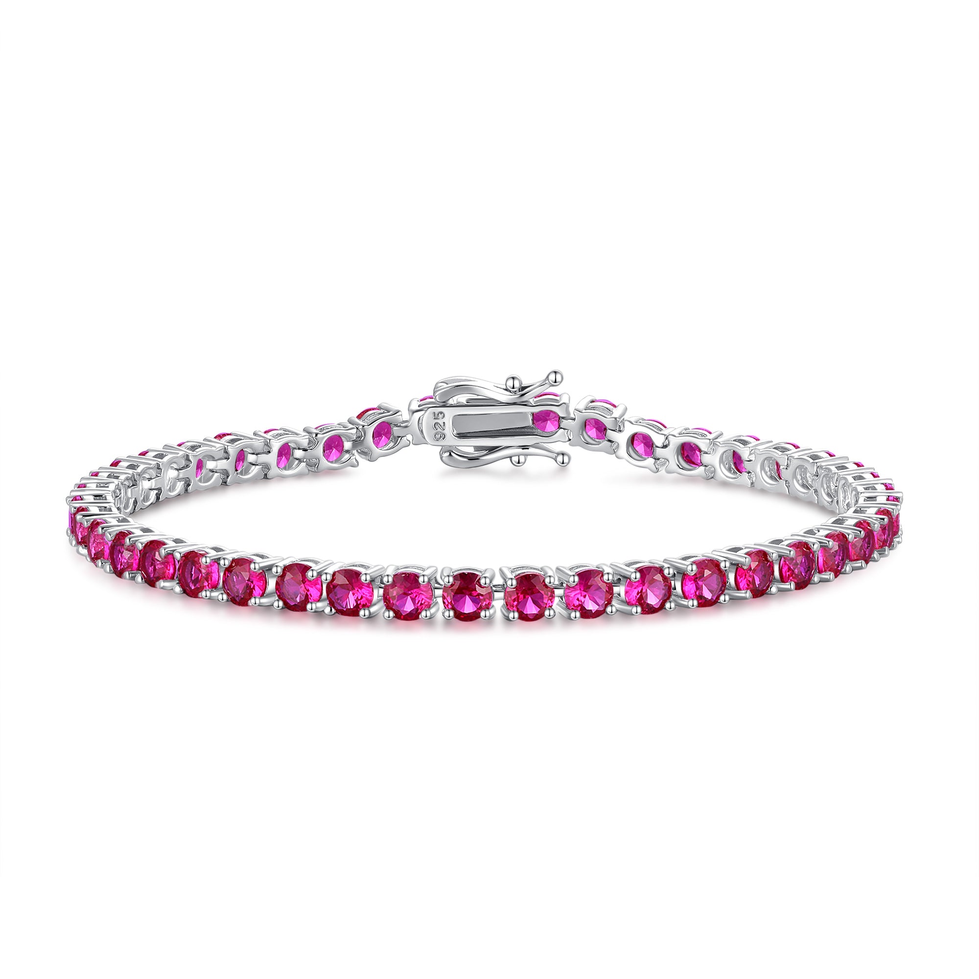"Royal Red" Rubin-Geburtsstein-Tennisarmband aus Sterlingsilber für Juli 