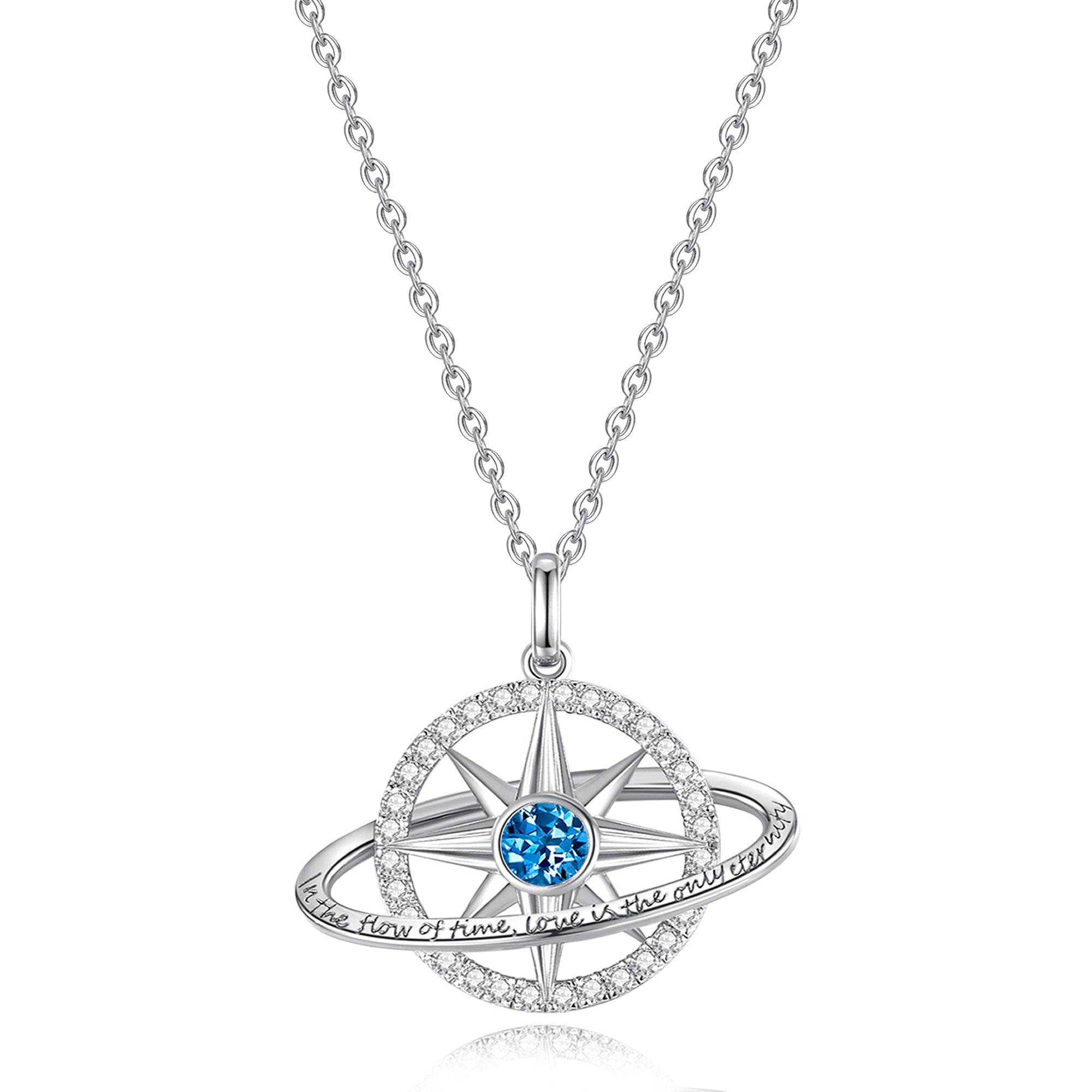 FANCIME „Stellar Promise“ Topas-Geburtsstein-Halskette aus Sterlingsilber für Dezember