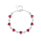 FANCIME „Ms Charming“ Halo Herz Rubin Sterling Silber Tennisarmband