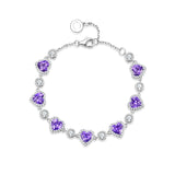 Bracelet en argent sterling Tennis Améthyste FANCIME "Ms Charming" Halo Heart