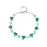 Bracelet en argent sterling Tennis Émeraude FANCIME "Ms Charming" Halo Heart