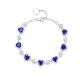 FANCIME „Ms Charming“ Halo Herz Saphir Sterling Silber Tennisarmband