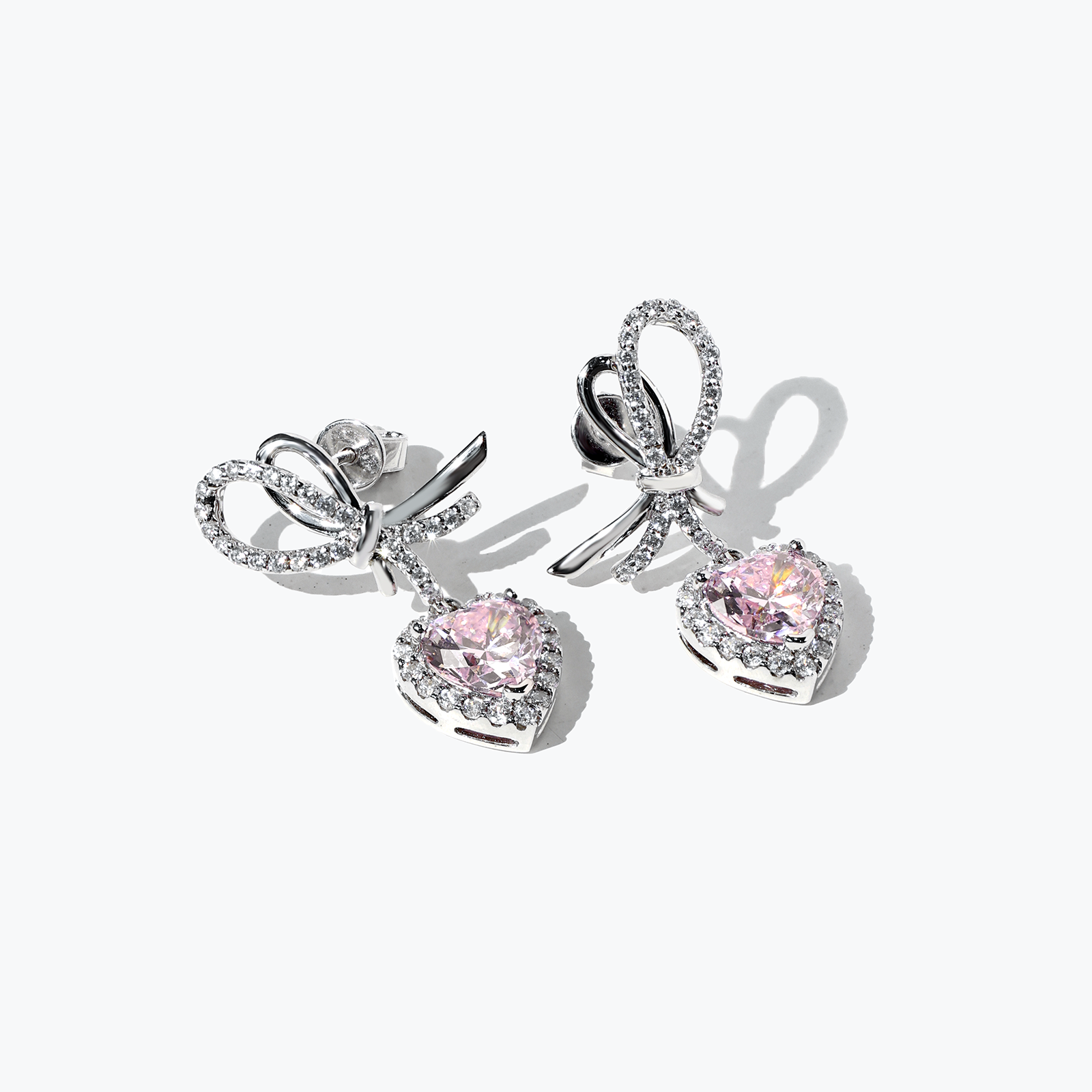 FANCIME "It Is A Crush" Pink Heart Sterling Silver Drop Earrings Main