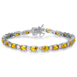 Armband „Glamour Radiance“ mit Geburtsstein November, gelbem Citrin im Fantasieschliff, Sterlingsilber 