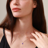 FANCIME „Everbloom“ Anhänger aus 14-karätigem Weißgold mit Amethyst-Geburtsstein und Sterlingsilberkette