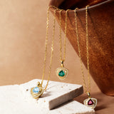 Trinity Textured Silver Necklace in Created Emerald