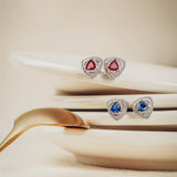 Trinity Textured Silver Earrings in Created Sapphire