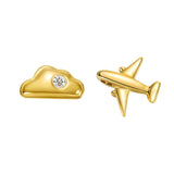 FANCIME Tiny Airplane Ohrstecker aus 18-karätigem Gelbgold