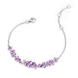 Armband „Wisteria Whisper“ aus Amethyst und Silber mit Blumenmuster