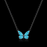 FANCIME "Starlight Butterfly" Luminous Enamel Sterling Silver Necklace