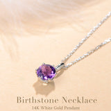 FANCIME „Everbloom“ Anhänger aus 14-karätigem Weißgold mit Amethyst-Geburtsstein und Sterlingsilberkette