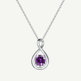 Halskette mit Anhänger „Unendliche Umarmung“ aus Sterlingsilber mit Amethyst-Geburtsstein (Februar) und Unendlichkeitssymbol