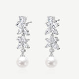 Wisteria Bloom Drop Pearl Silver Earrings
