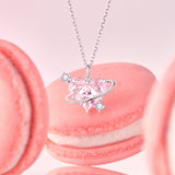 FANCIME "Sweetheart" Pink Planet Sterling Silver Necklace
