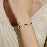 FANCIME „Square Sparkle“ Amethyst-Tennisarmbänder aus Sterlingsilber mit Geburtsstein für Februar 