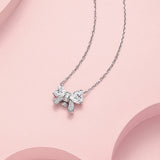 FANCIME „Crystal Bow“ Schmetterlingsschleifen-Halskette aus Sterlingsilber