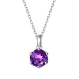 FANCIME „Everbloom“ Anhänger aus 14-karätigem Weißgold mit Amethyst-Geburtsstein und Sterlingsilberkette