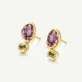Secret Garden Amethyst & Peridot Geburtsstein Silberohrringe