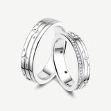 FANCIME "Starlit Melody" Couples Promise Sterling Silver Star Matching Rings