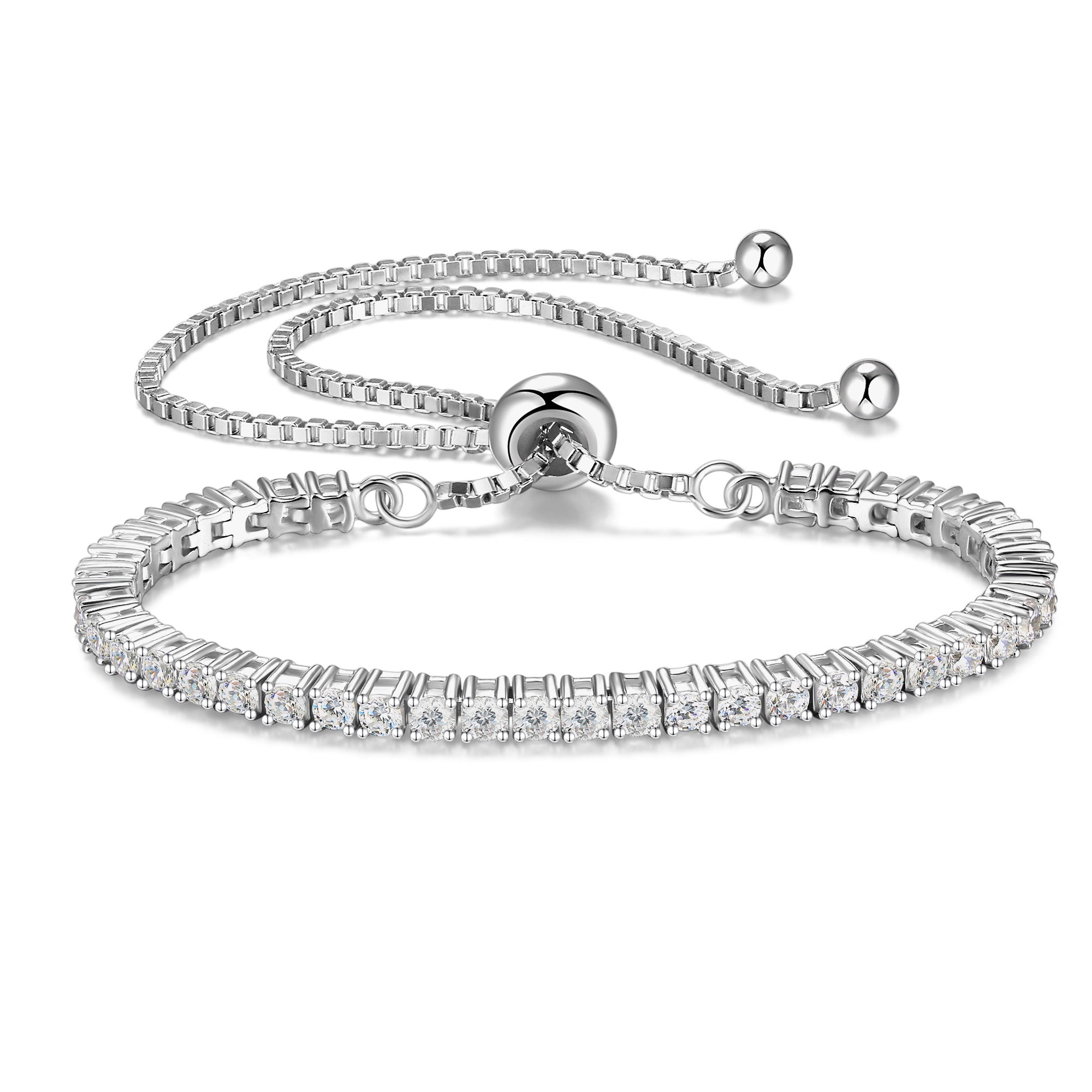 FANCIME „The One“ Moissanit-Bolo-Tennisarmband aus Sterlingsilber 