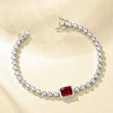 FANCIME „Axis“ Radiant Cut July Birthstone Rubin Sterling Silber Tennisarmband
