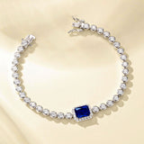 FANCIME „Axis“ Tennisarmband aus Sterlingsilber mit Saphir im Radiant-Schliff, Geburtsstein September.