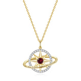 FANCIME „Stellar Promise“ Granat-Geburtsstein-Halskette aus Sterlingsilber für Januar