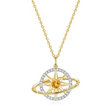 FANCIME „Stellar Promise“ Citrin-Geburtsstein-Halskette aus Sterlingsilber für November