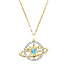 FANCIME "Stellar Promise" Turquoise December Birthstone Sterling Silver Necklace