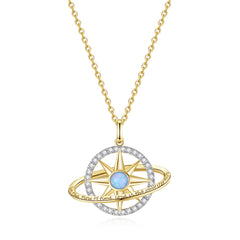 FANCIME "Stellar Promise" Opale Pierre de naissance d'octobre Collier en argent sterling