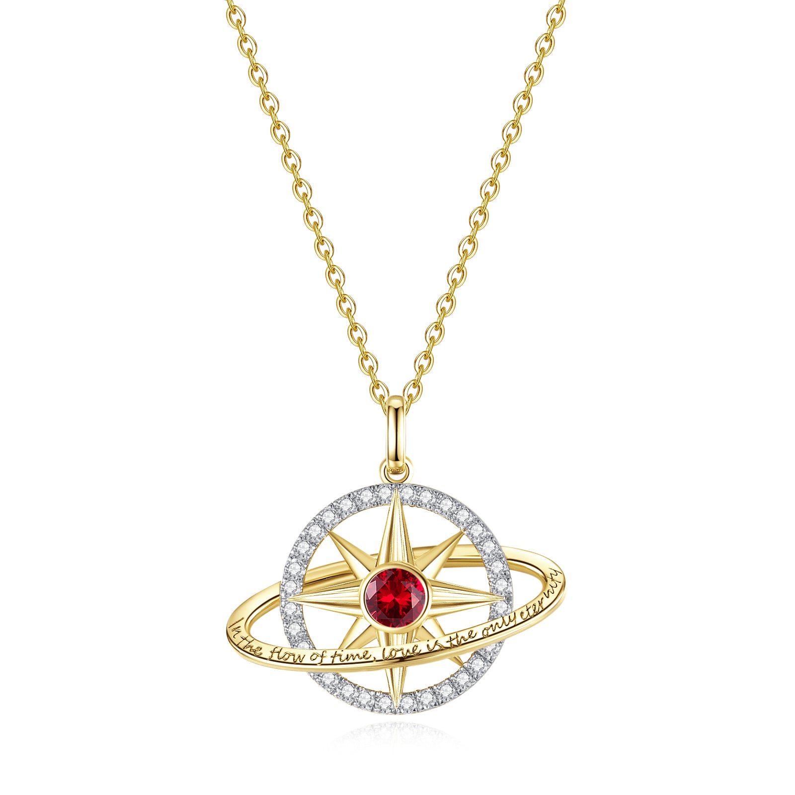 FANCIME „Stellar Promise“ Rubin-Geburtsstein-Halskette aus Sterlingsilber für Juli