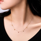 FANCIME „Fünf Wünsche“ Minimalistische Edelsteinkette aus 14-karätigem Massivgold