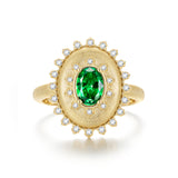 FANCIME „Retro Romance“ Vintage Oval Cut Birthstone May Birthstone Sterling Silver Ring