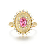 FANCIME „Retro Romance“ Vintage-Ring aus Sterlingsilber mit ovalem Schliff und Geburtsstein Oktober