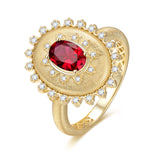 FANCIME „Retro Romance“ Vintage-Ring aus Sterlingsilber mit ovalem Schliff und Geburtsstein für Juli